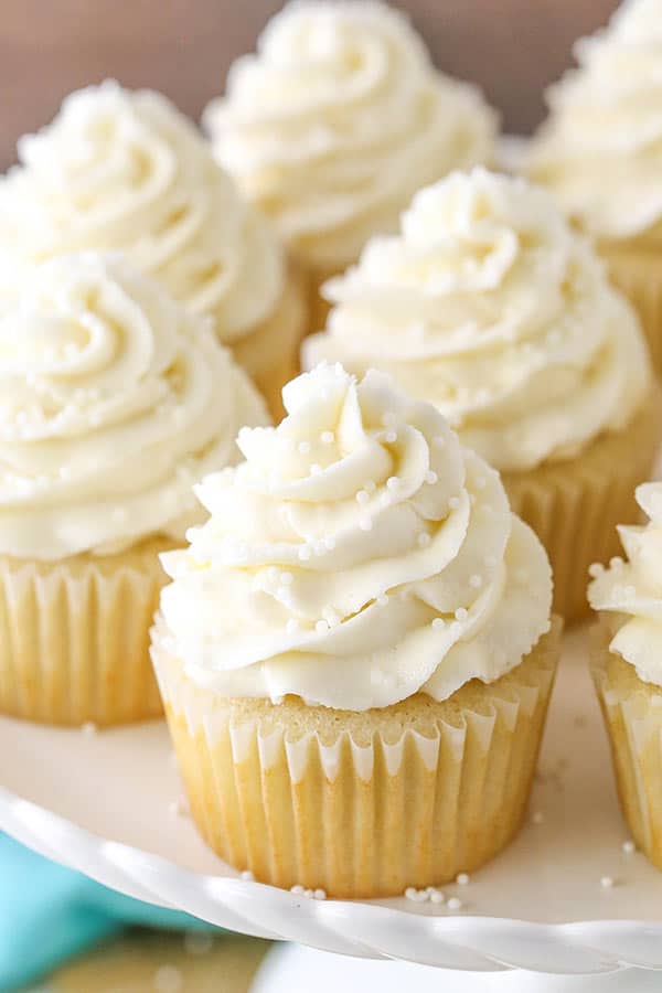 Favorite Moist Vanilla Cupcakes - Life Love and Sugar