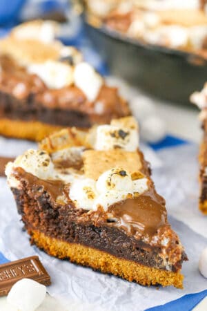 close up image of Smores Skillet Brownie