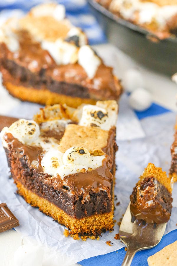 Image of a Smore's Skillet Brownie and a Fork