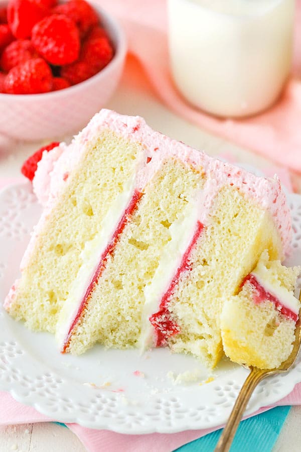 White Chocolate Raspberry Mousse Cake slice