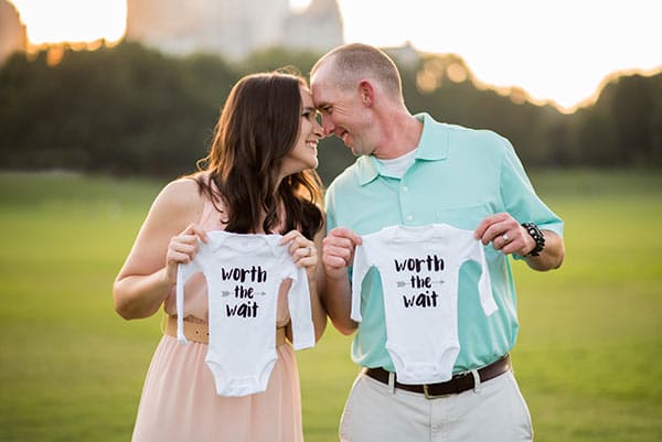 Lindsay and Ian celebrating that twins are worth the wait