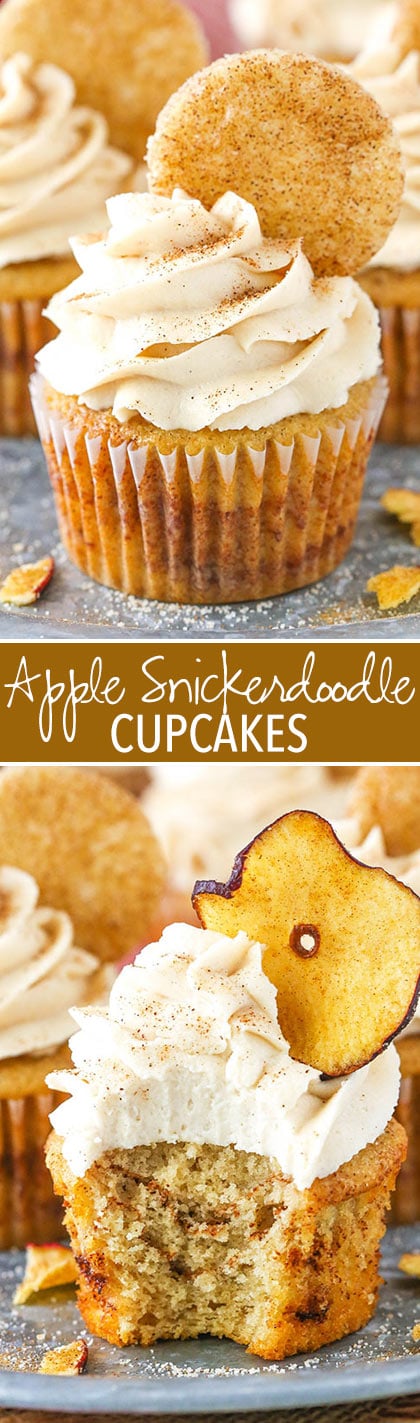 Apple Snickerdoodle Cupcakes - apple cupcakes layered with cinnamon sugar! Great for fall and Thanksgiving!
