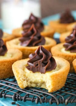 image of Boston Cream Pie Cookie Cup with bite taken out