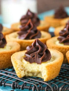 image of Boston Cream Pie Cookie Cup with bite taken out