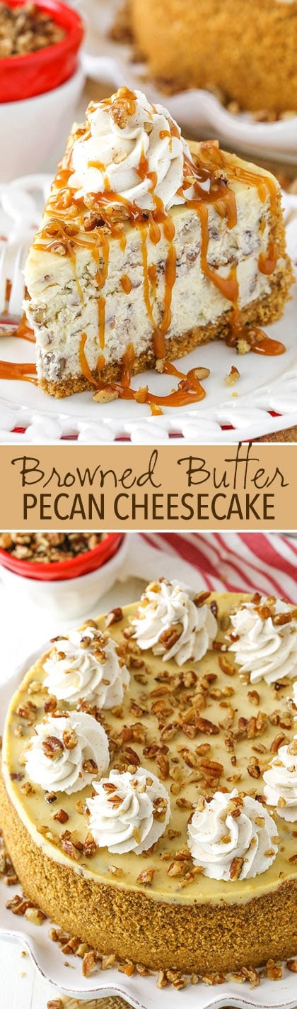 Browned Butter Pecan Cheesecake - full of flavor for fall and the holidays!
