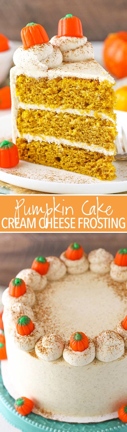 Pumpkin Layer Cake - soft and moist cake with whipped cream cheese frosting!