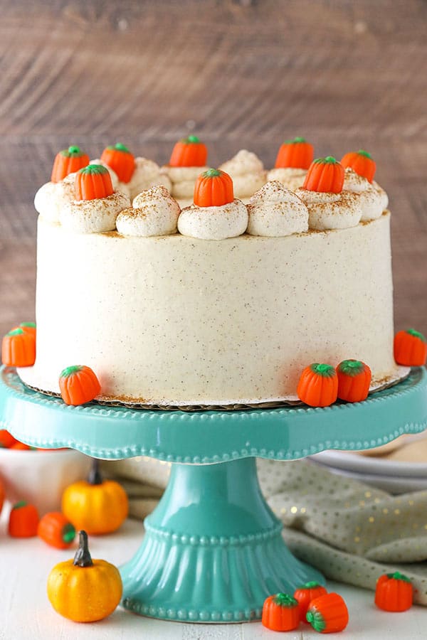 Pumpkin Layer Cake - soft and moist cake with whipped cream cheese frosting!