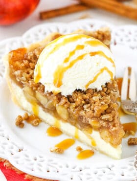 Apple Crumb Cheesecake on plate