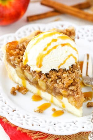Apple Crumb Cheesecake on plate