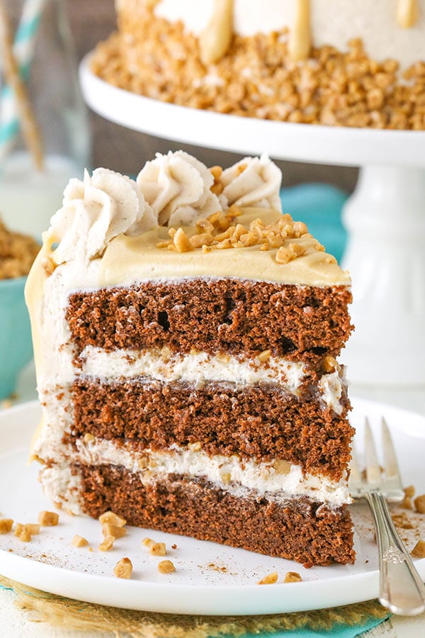slice of Bourbon Spice Toffee Layer Cake
