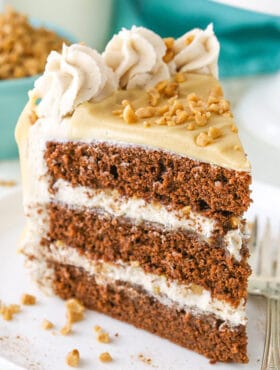 Image of a Slice of Bourbon Spice Toffee Layer Cake