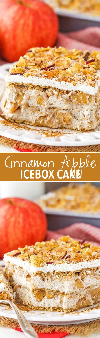 Cinnamon Apple Icebox Cake - layers of cinnamon apples, brown sugar mousse and graham crackers!