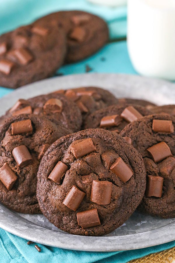 chewy chocolate cookies on plate