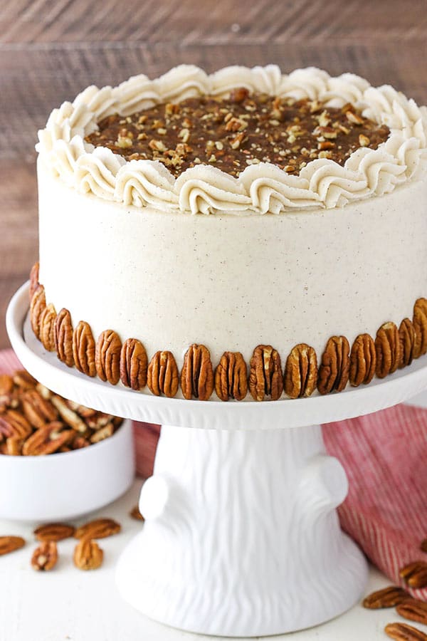 Pecan Pie Layer Cake for Thanksgiving dessert