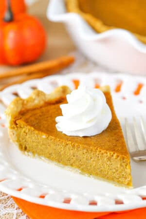 slice of Classic Pumpkin Pie on plate