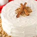 overhead image of Spice Cake with Cream Cheese Frosting