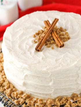 overhead image of Spice Cake with Cream Cheese Frosting