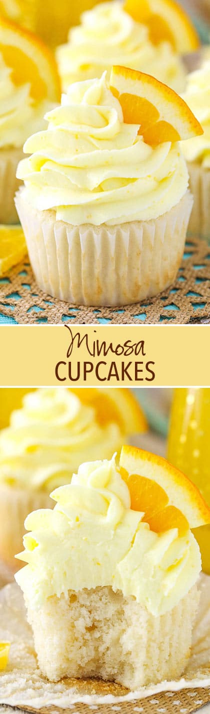 Mimosa Cupcakes - a champagne cupcake with orange frosting! Great for New Years!
