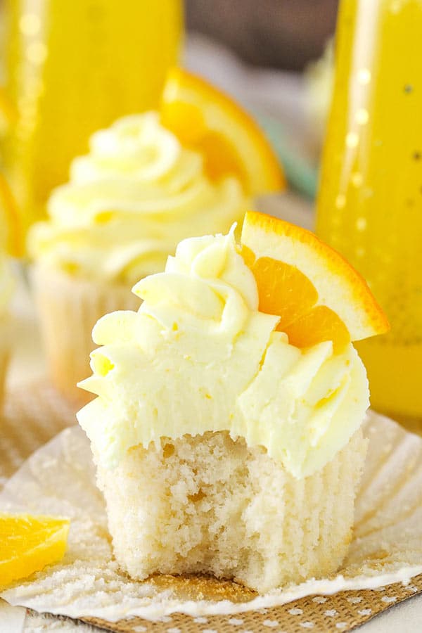 Mimosa Cupcakes - a champagne cupcake with orange frosting! Great for New Years!