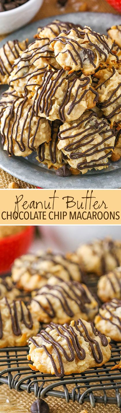 Peanut Butter Chocolate Chip Macaroons - easy to make and delicious cookies!