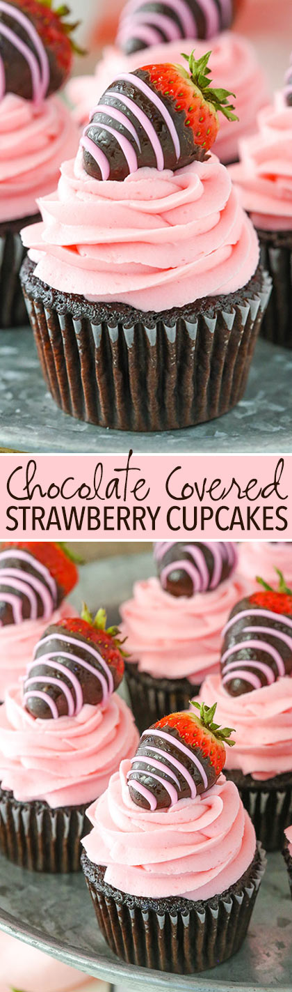 Chocolate Covered Strawberry Cupcakes - easy to make and perfect for Valentine's Day!