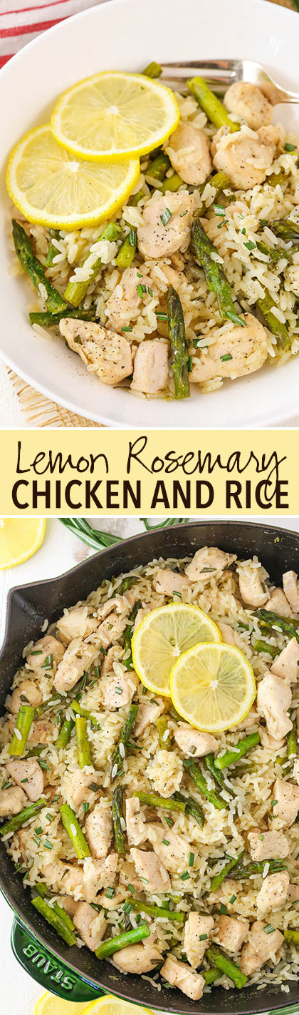 Lemon Rosemary Chicken and Rice - a light meal full of lemon and rosemary flavor, chicken and asparagus!