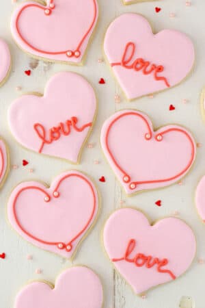 overhead image of Valentine's Day Heart Cutout Cookies