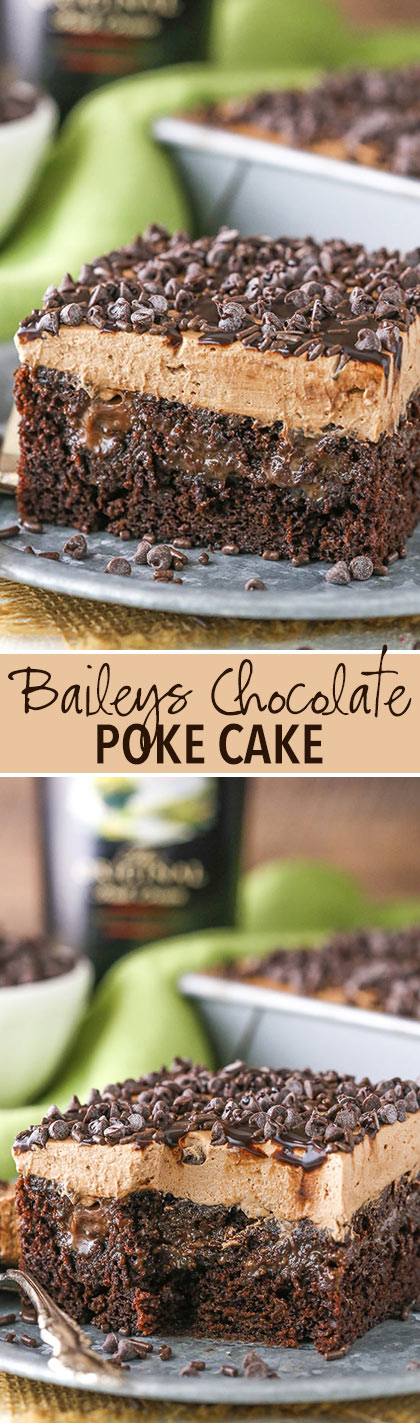 Baileys Chocolate Poke Cake - FULL of Baileys flavor!