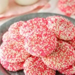 Strawberry Sprinkle Cookies on plate