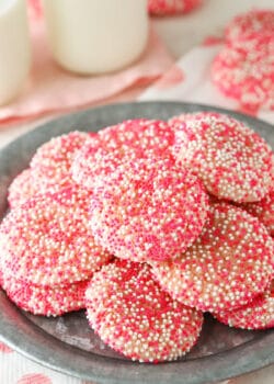 Strawberry Sprinkle Cookies on plate