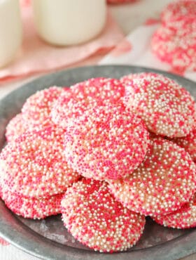Strawberry Sprinkle Cookies on plate