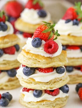Berries and Cream Mini Puff Pastry Cakes