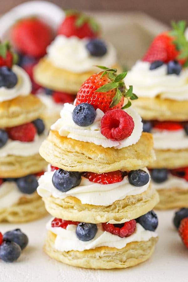 Easy Strawberry Puff Pastry Stacks with Cream - Cooking Gorgeous