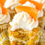 inside of Carrot Cake Cheesecake Swirl Cupcakes