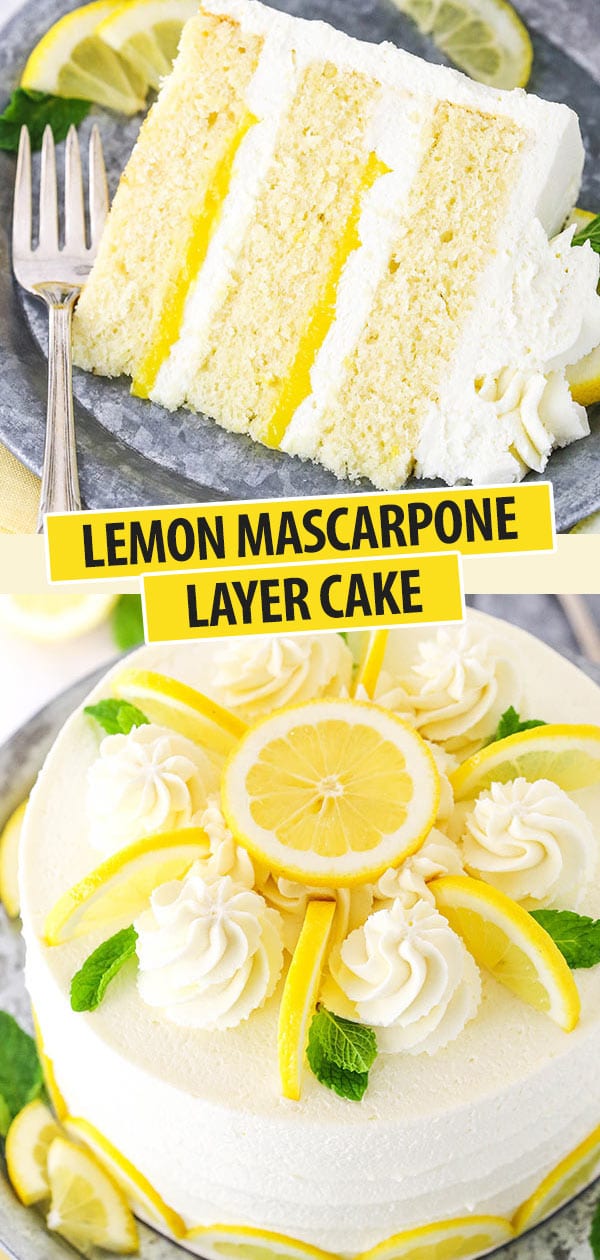 pinterest collage image for lemon mascarpone layer cake