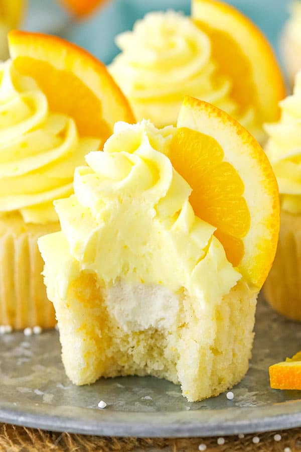 Orange Cream Cupcake with bite taken out