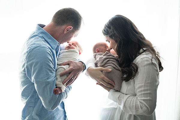 My Husband and I Holding Our Newborn Twins, Ashton and Brooks