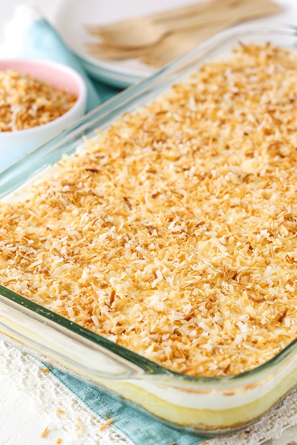 whole Easy Coconut Cheesecake in pan