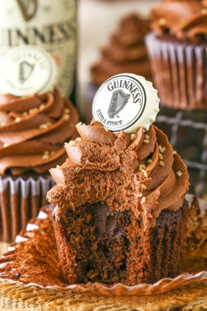 image of inside of Guinness Chocolate Cupcakes