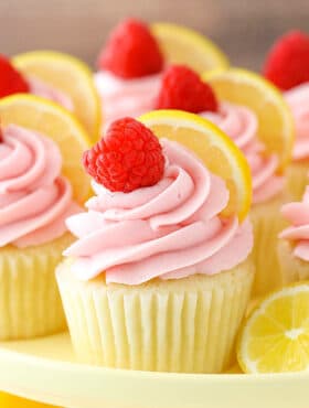 close up image of Lemon Raspberry Cupcakes