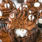 image of Mississippi Mud Cupcake with bite taken out