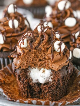 image of Mississippi Mud Cupcake with bite taken out
