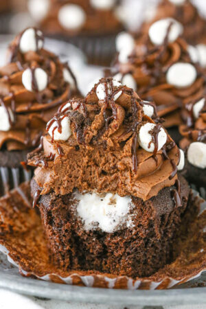 image of Mississippi Mud Cupcake with bite taken out