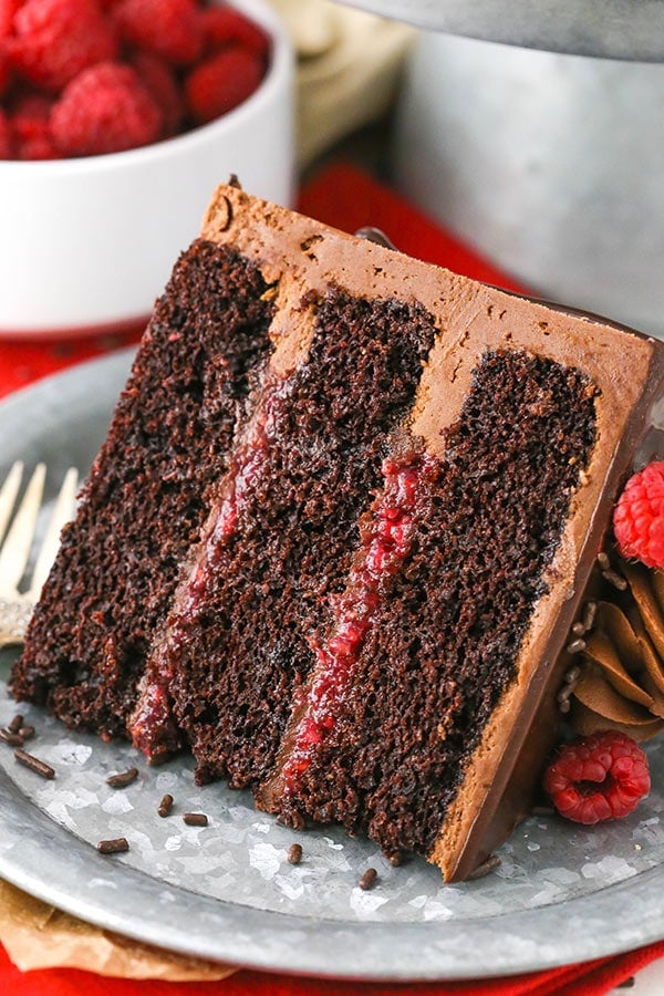 Raspberry Chocolate Cake layers