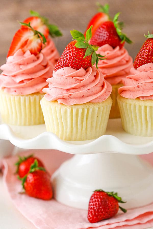 Strawberries and Cream Cupcakes view from side