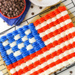 overhead image of Flag Chocolate Chip Cookie Cake