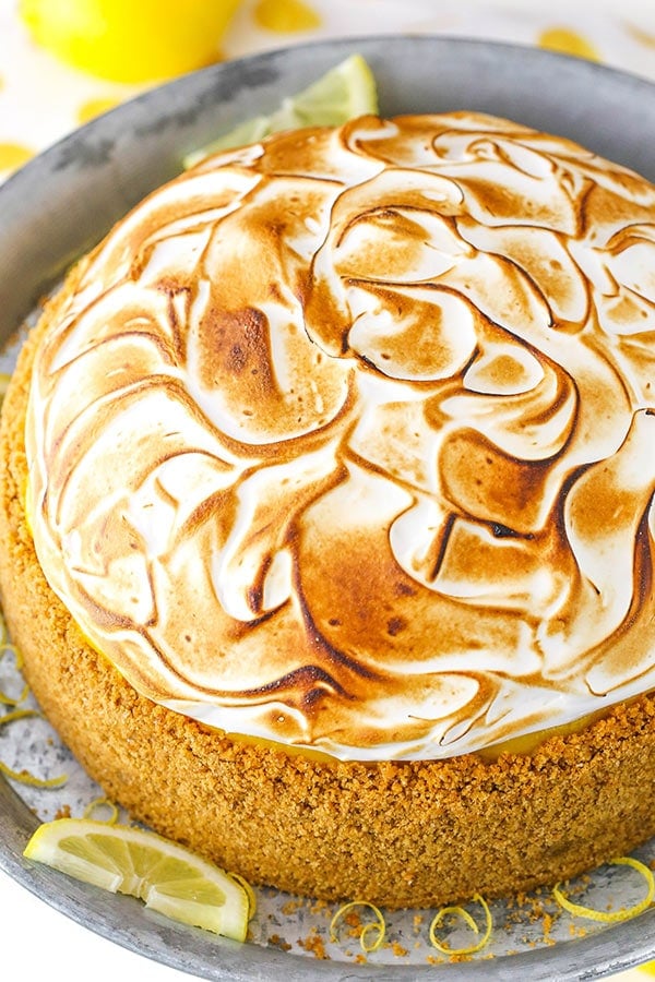 overhead view of Lemon Meringue Cheesecake