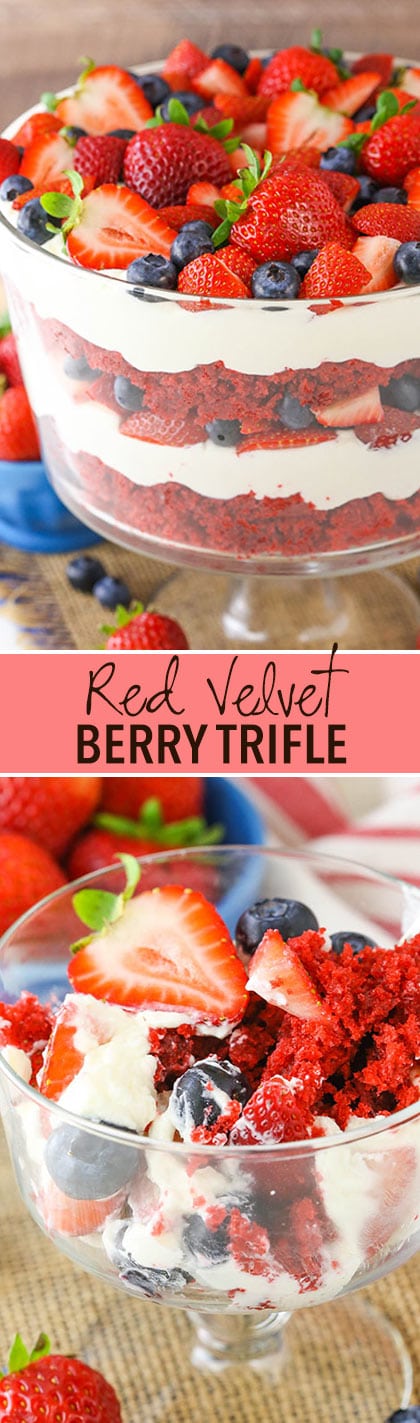 Red Velvet Berry Trifle collage