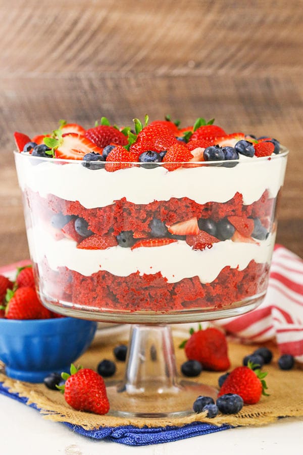 Red Velvet Berry Trifle in bowl