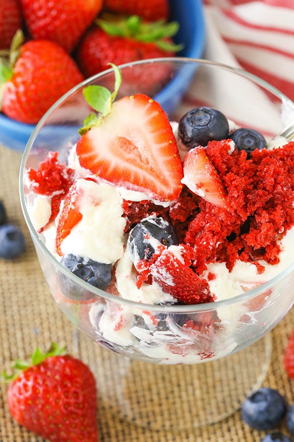 serving of Red Velvet Berry Trifle